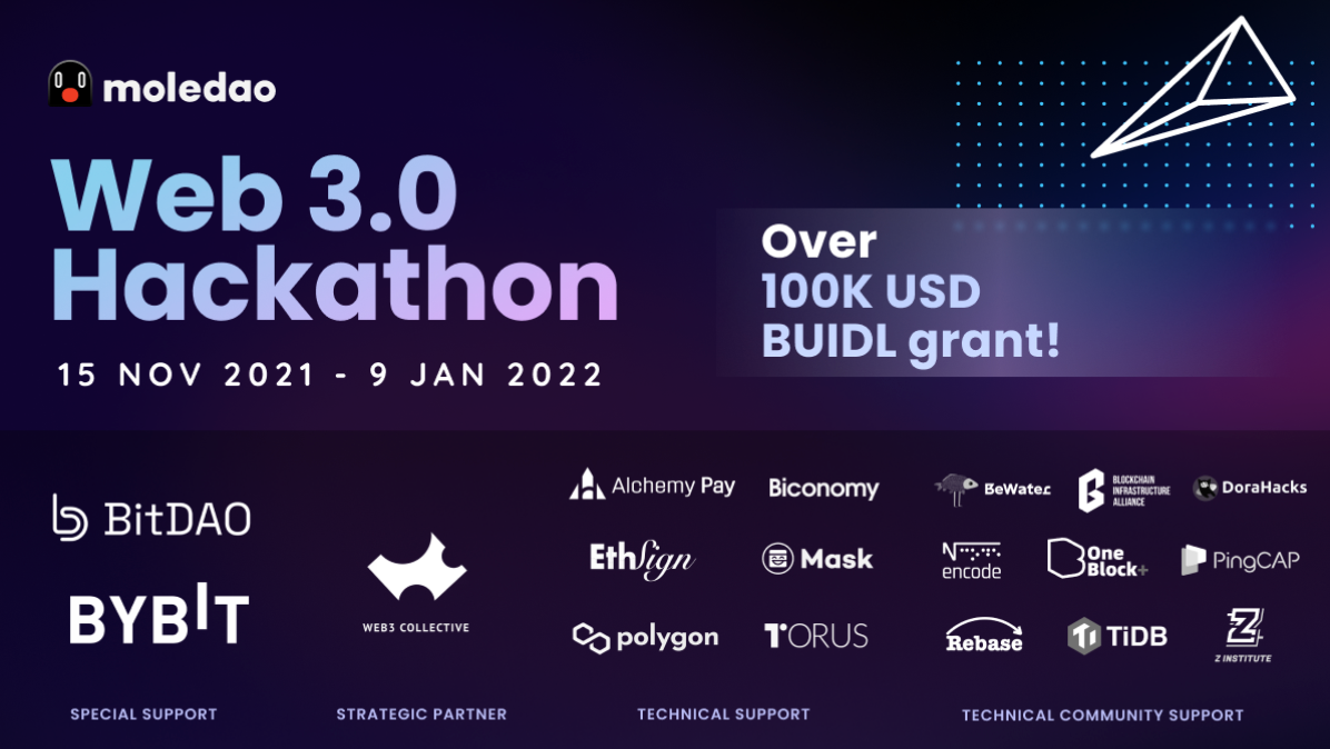 Moledao Web 3.0 Hackathon 火热来袭，TiDB Cloud 精美礼品等你来拿！